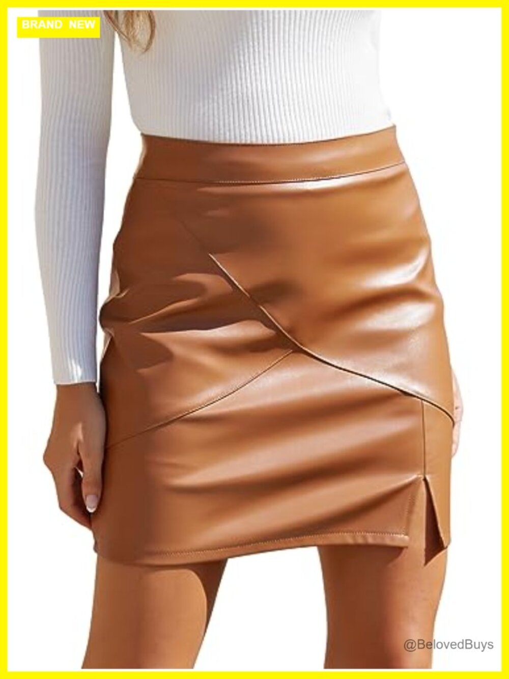 Faux Leather High Waisted Bodycon Mini Pencil Skirt with Built-In Shorts